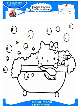 Çocuklar İçin Hello Kitty Boyama Sayfaları 
